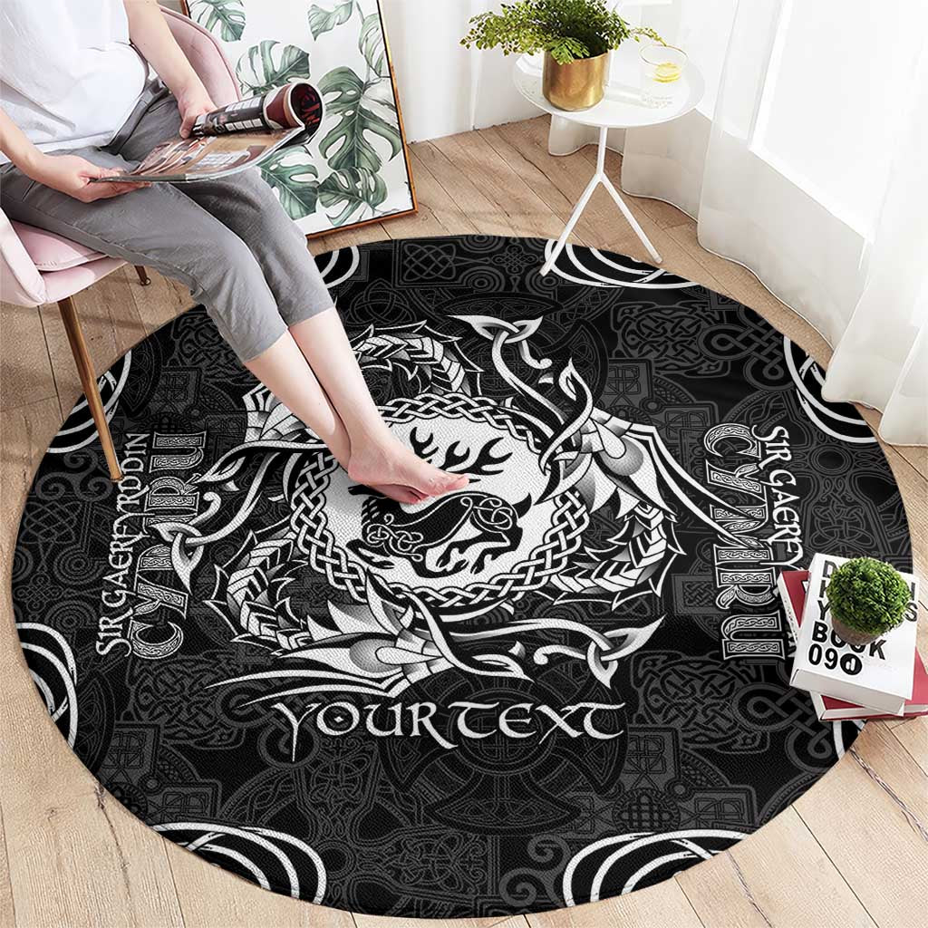 Personalized Carmarthenshire Sir Gaerfyrddin Round Carpet Black Deer Stag Celtic-inspired - Wonder Print Shop