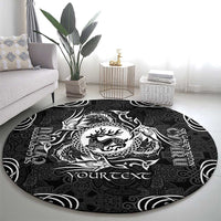 Personalized Carmarthenshire Sir Gaerfyrddin Round Carpet Black Deer Stag Celtic-inspired - Wonder Print Shop