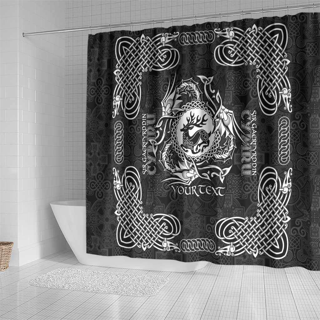 Personalized Carmarthenshire Sir Gaerfyrddin Shower Curtain Black Deer Stag Celtic-inspired - Wonder Print Shop