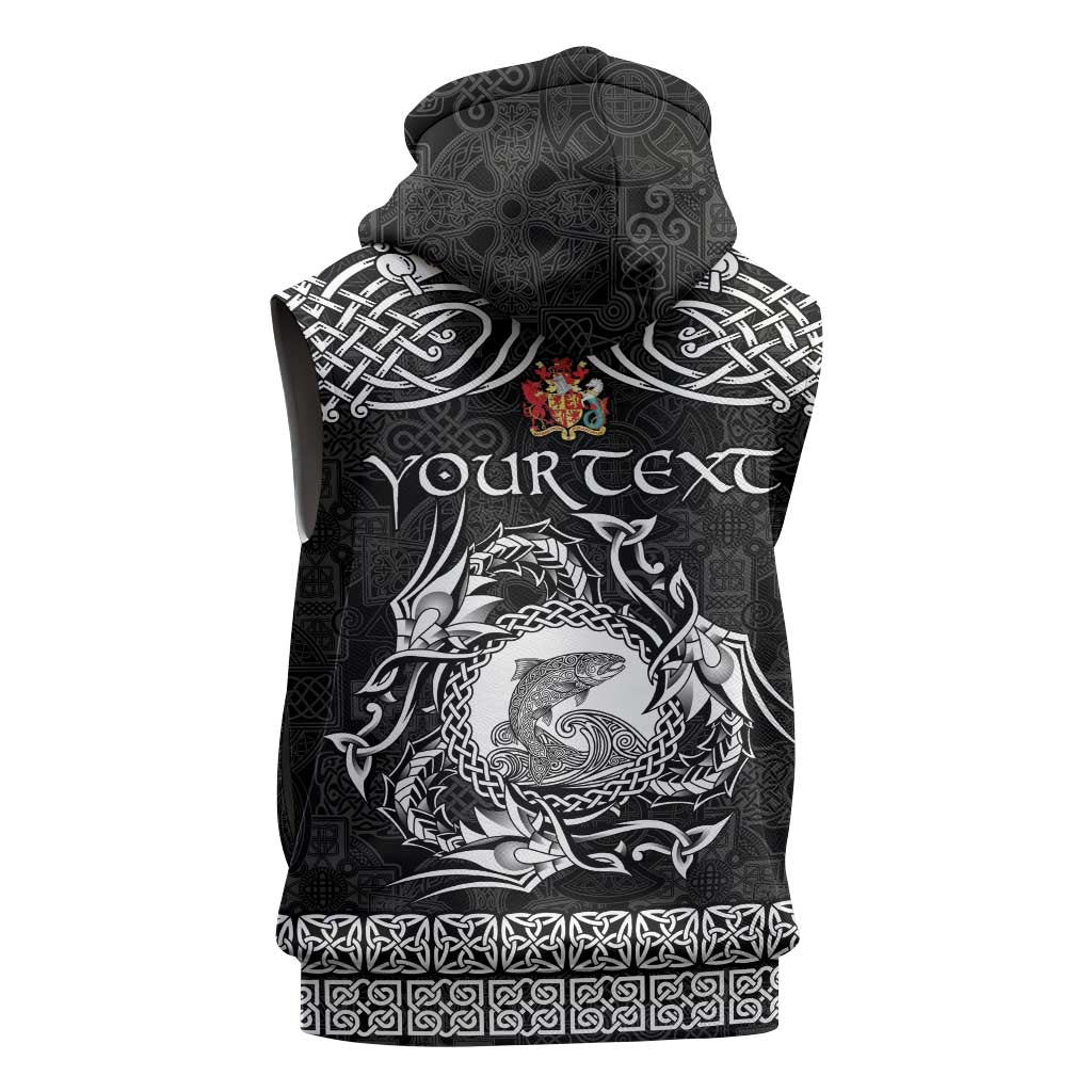 Personalized Carmarthenshire Sir Gaerfyrddin Sleeveless Hoodie Black Deer Stag Celtic-inspired - Wonder Print Shop