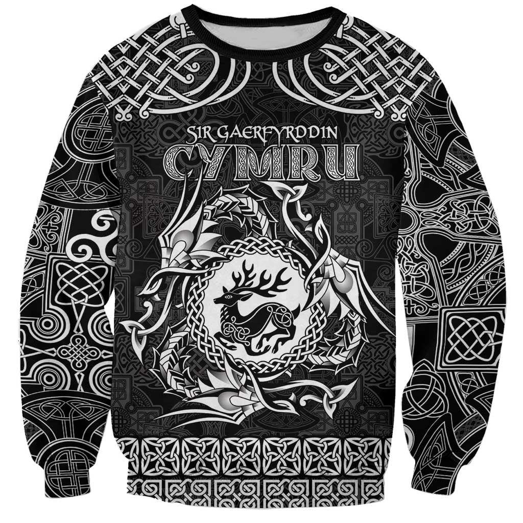 Personalized Carmarthenshire Sir Gaerfyrddin Sweatshirt Black Deer Stag Celtic-inspired - Wonder Print Shop