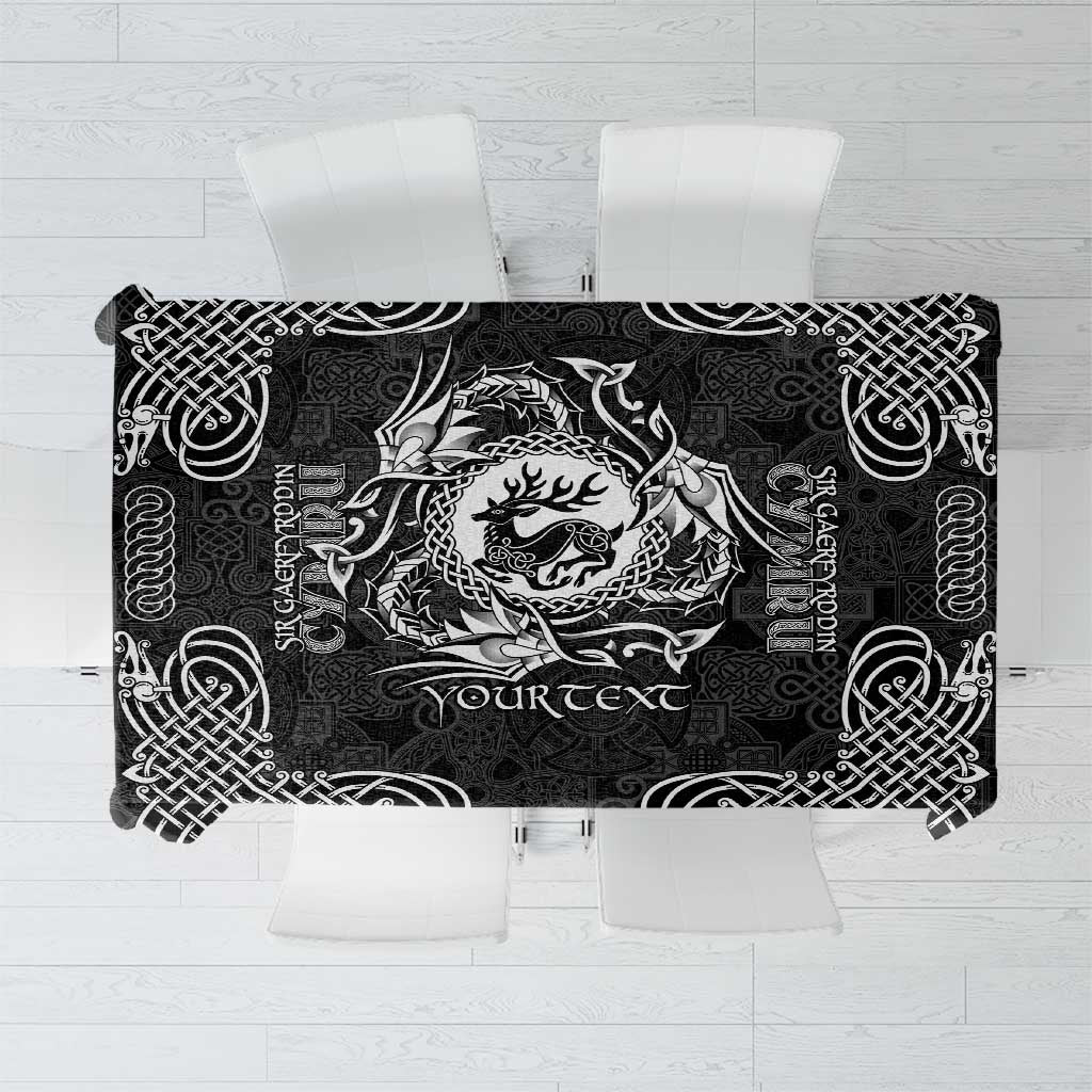 Personalized Carmarthenshire Sir Gaerfyrddin Tablecloth Black Deer Stag Celtic-inspired - Wonder Print Shop