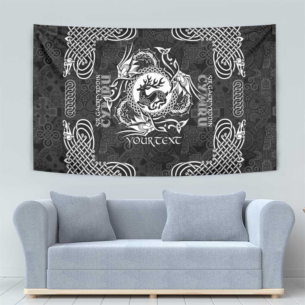 Personalized Carmarthenshire Sir Gaerfyrddin Tapestry Black Deer Stag Celtic-inspired - Wonder Print Shop