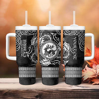 Personalized Carmarthenshire Sir Gaerfyrddin Tumbler With Handle Black Deer Stag Celtic-inspired - Wonder Print Shop