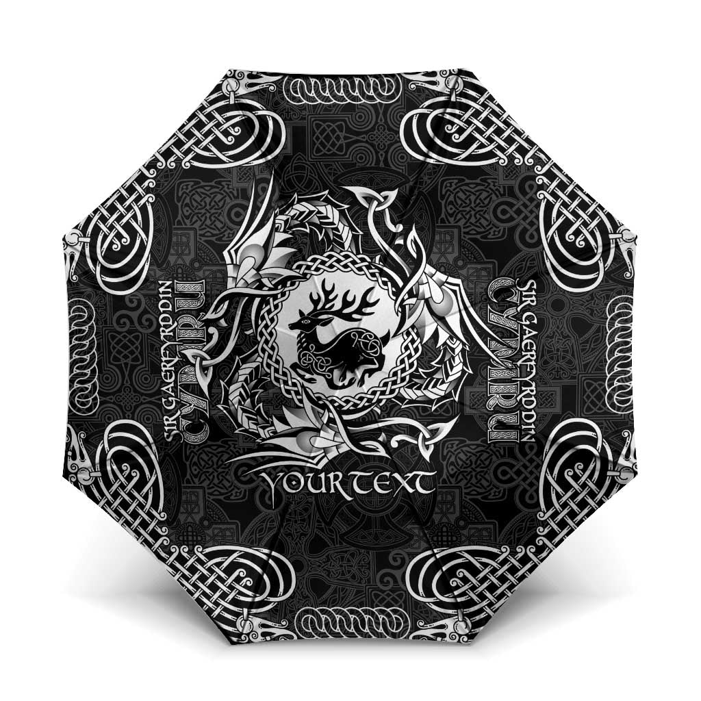 Personalized Carmarthenshire Sir Gaerfyrddin Umbrella Black Deer Stag Celtic-inspired - Wonder Print Shop