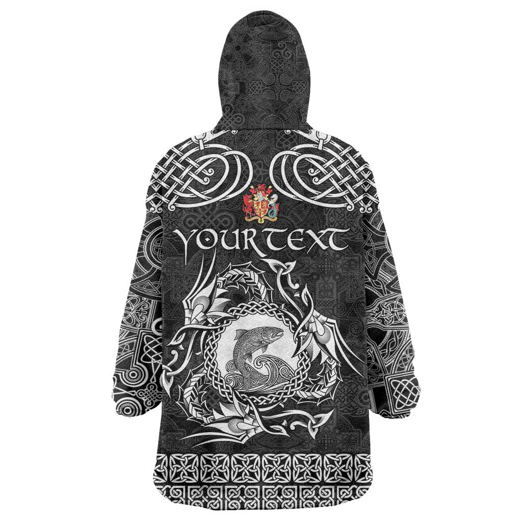 Personalized Carmarthenshire Sir Gaerfyrddin Wearable Blanket Hoodie Black Deer Stag Celtic-inspired - Wonder Print Shop