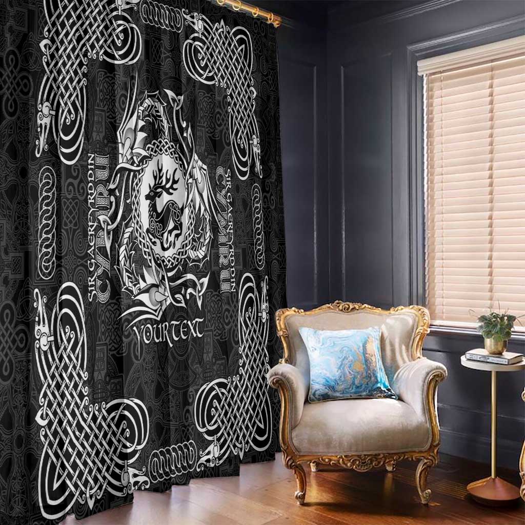 Personalized Carmarthenshire Sir Gaerfyrddin Window Curtain Black Deer Stag Celtic-inspired - Wonder Print Shop