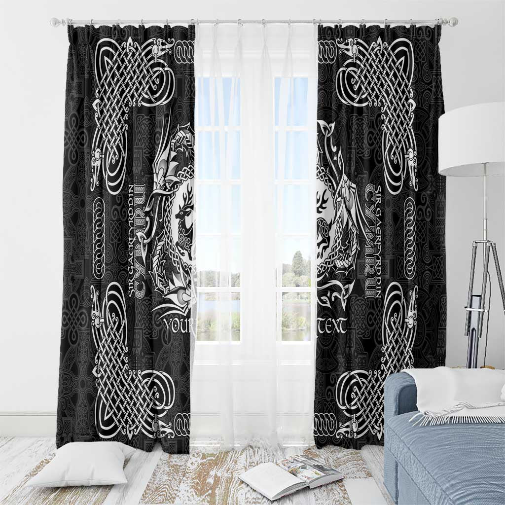 Personalized Carmarthenshire Sir Gaerfyrddin Window Curtain Black Deer Stag Celtic-inspired - Wonder Print Shop