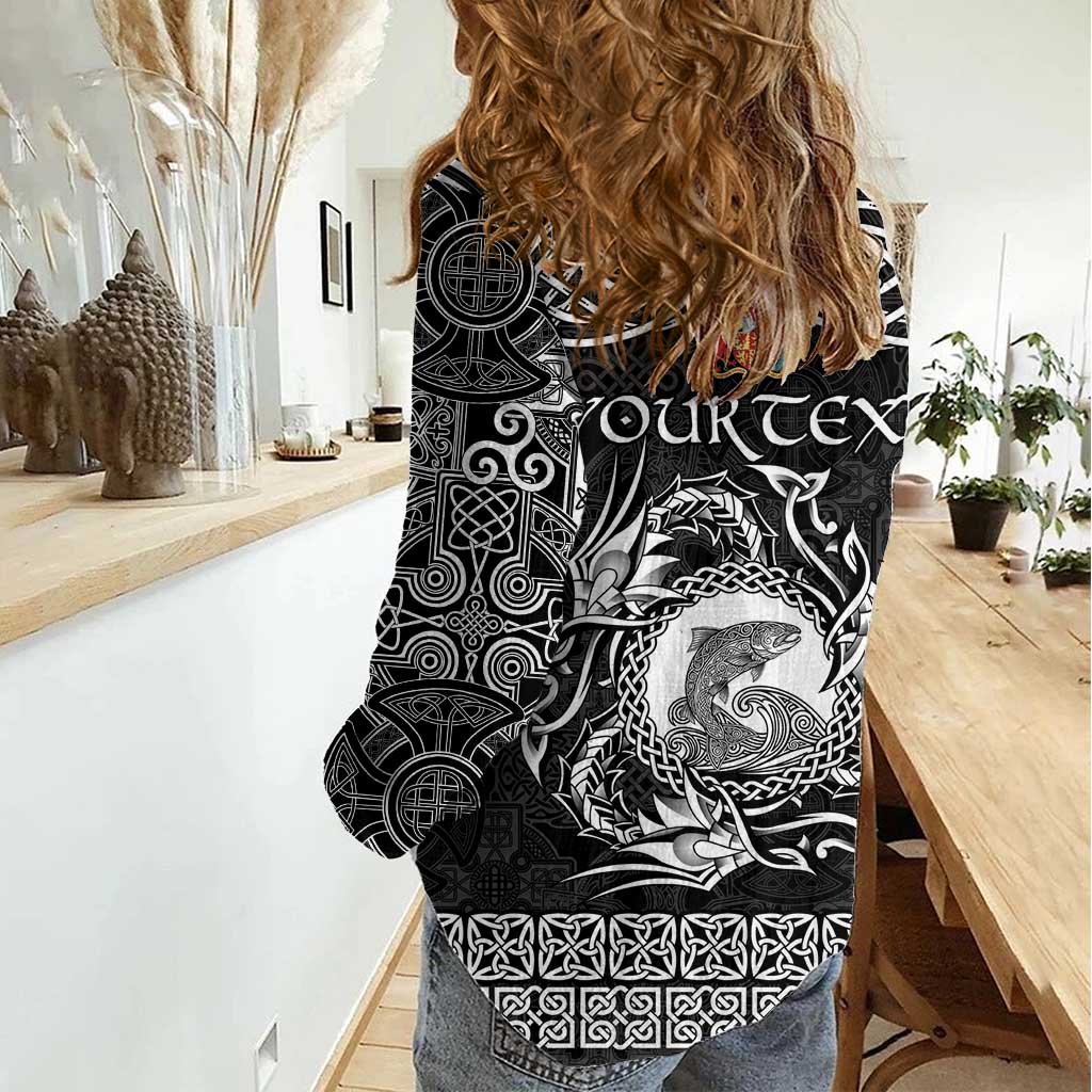 Personalized Carmarthenshire Sir Gaerfyrddin Women Casual Shirt Black Deer Stag Celtic-inspired - Wonder Print Shop