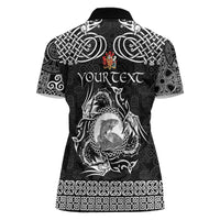 Personalized Carmarthenshire Sir Gaerfyrddin Women Polo Shirt Black Deer Stag Celtic-inspired - Wonder Print Shop