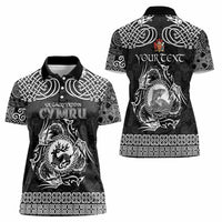 Personalized Carmarthenshire Sir Gaerfyrddin Women Polo Shirt Black Deer Stag Celtic-inspired - Wonder Print Shop