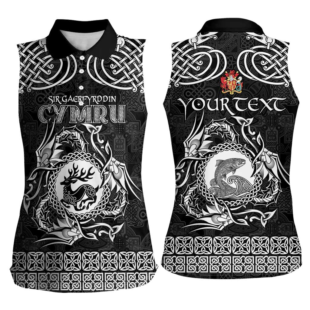 Personalized Carmarthenshire Sir Gaerfyrddin Women Sleeveless Polo Shirt Black Deer Stag Celtic-inspired - Wonder Print Shop