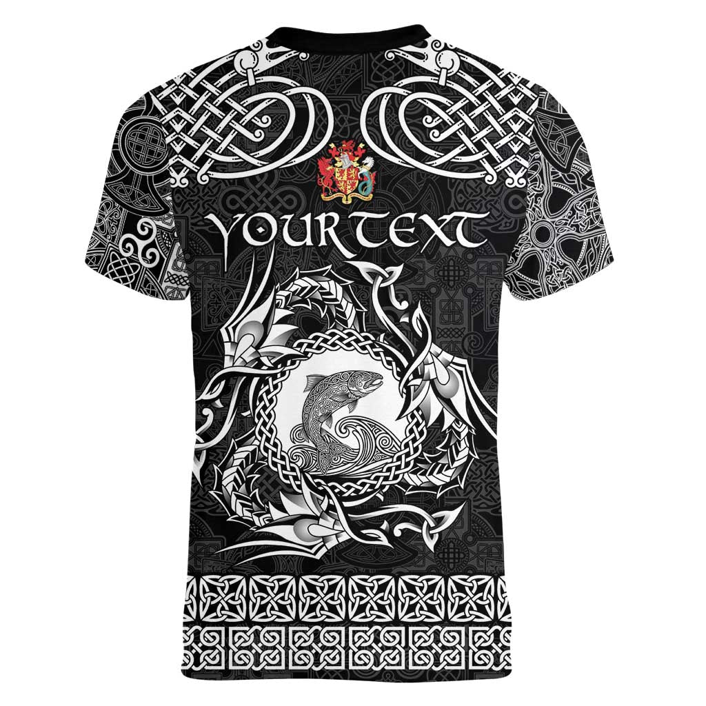 Personalized Carmarthenshire Sir Gaerfyrddin Women V-Neck T-Shirt Black Deer Stag Celtic-inspired - Wonder Print Shop