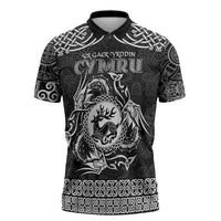 Personalized Carmarthenshire Sir Gaerfyrddin Zipper Polo Shirt Black Deer Stag Celtic-inspired - Wonder Print Shop