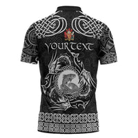 Personalized Carmarthenshire Sir Gaerfyrddin Zipper Polo Shirt Black Deer Stag Celtic-inspired - Wonder Print Shop