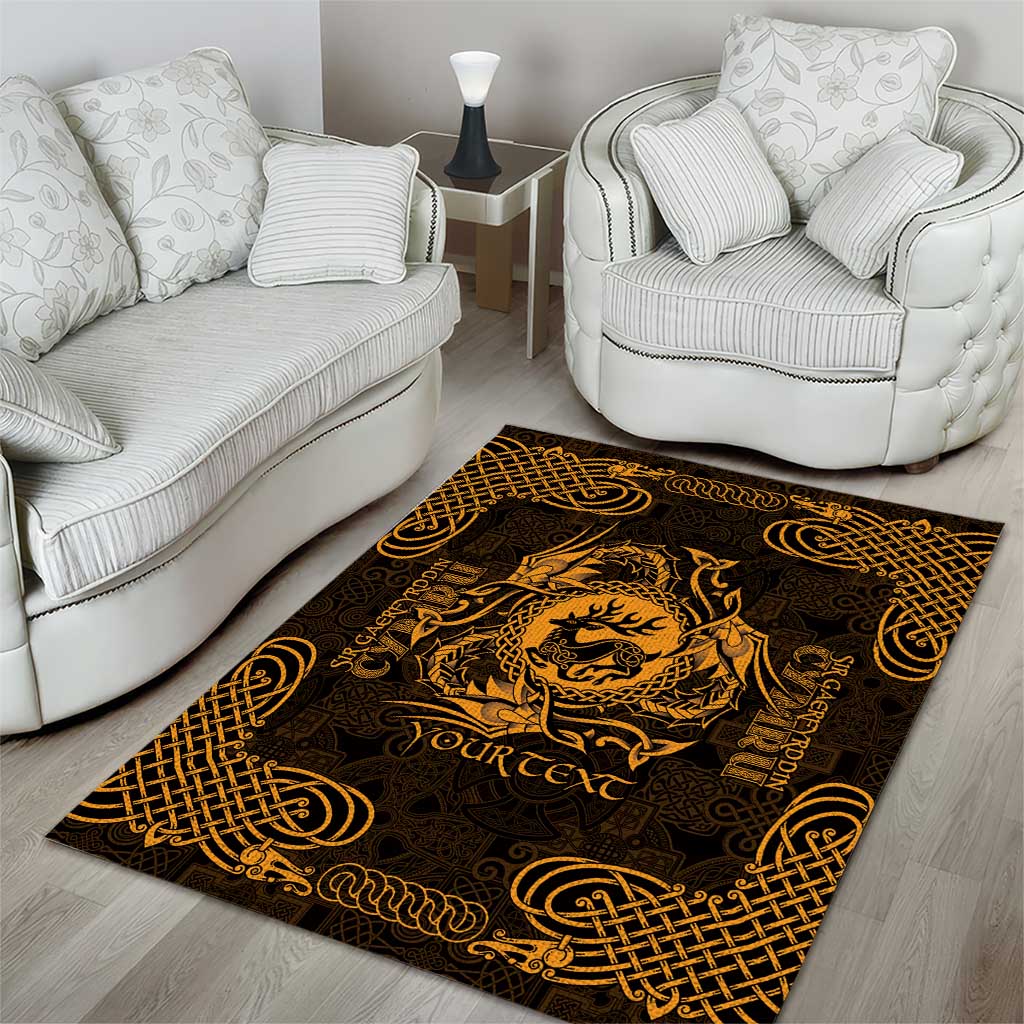 Personalized Carmarthenshire Sir Gaerfyrddin Area Rug Gold Deer Stag Celtic-inspired - Wonder Print Shop