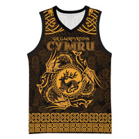 Personalized Carmarthenshire Sir Gaerfyrddin Basketball Jersey Gold Deer Stag Celtic-inspired - Wonder Print Shop