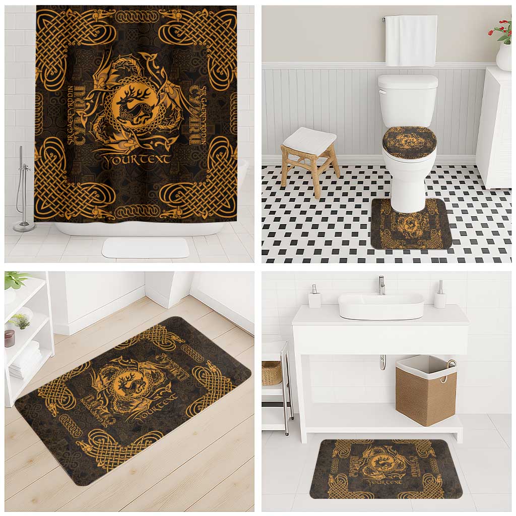 Personalized Carmarthenshire Sir Gaerfyrddin Bathroom Set Gold Deer Stag Celtic-inspired - Wonder Print Shop