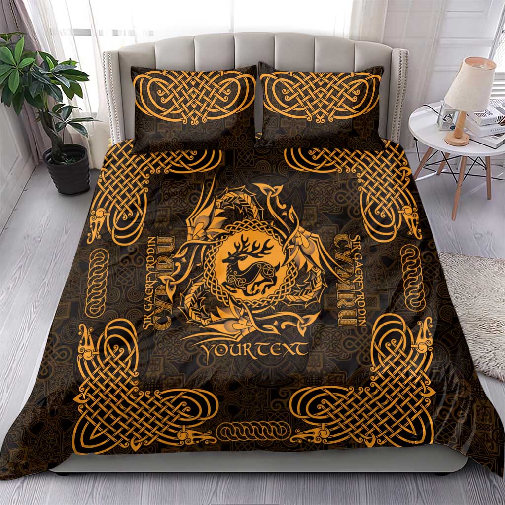 Personalized Carmarthenshire Sir Gaerfyrddin Bedding Set Gold Deer Stag Celtic-inspired - Wonder Print Shop