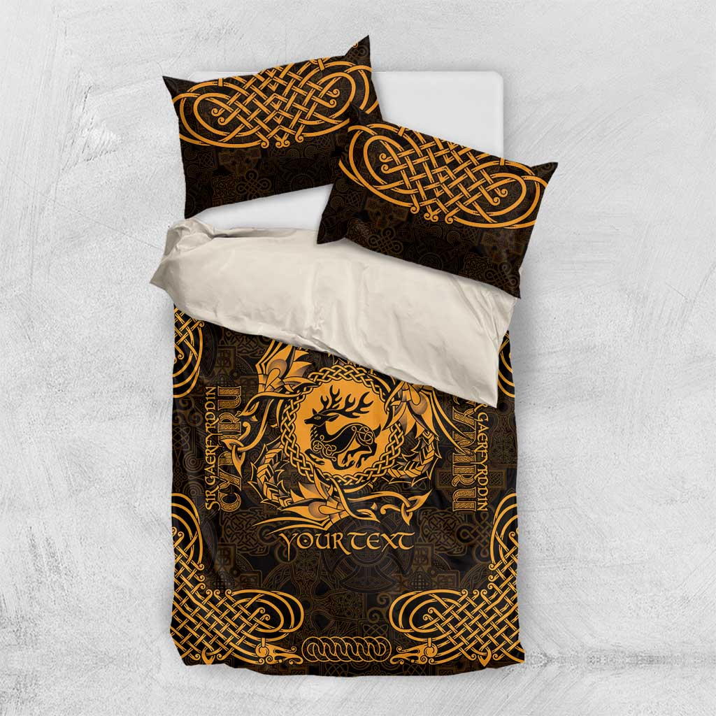 Personalized Carmarthenshire Sir Gaerfyrddin Bedding Set Gold Deer Stag Celtic-inspired - Wonder Print Shop