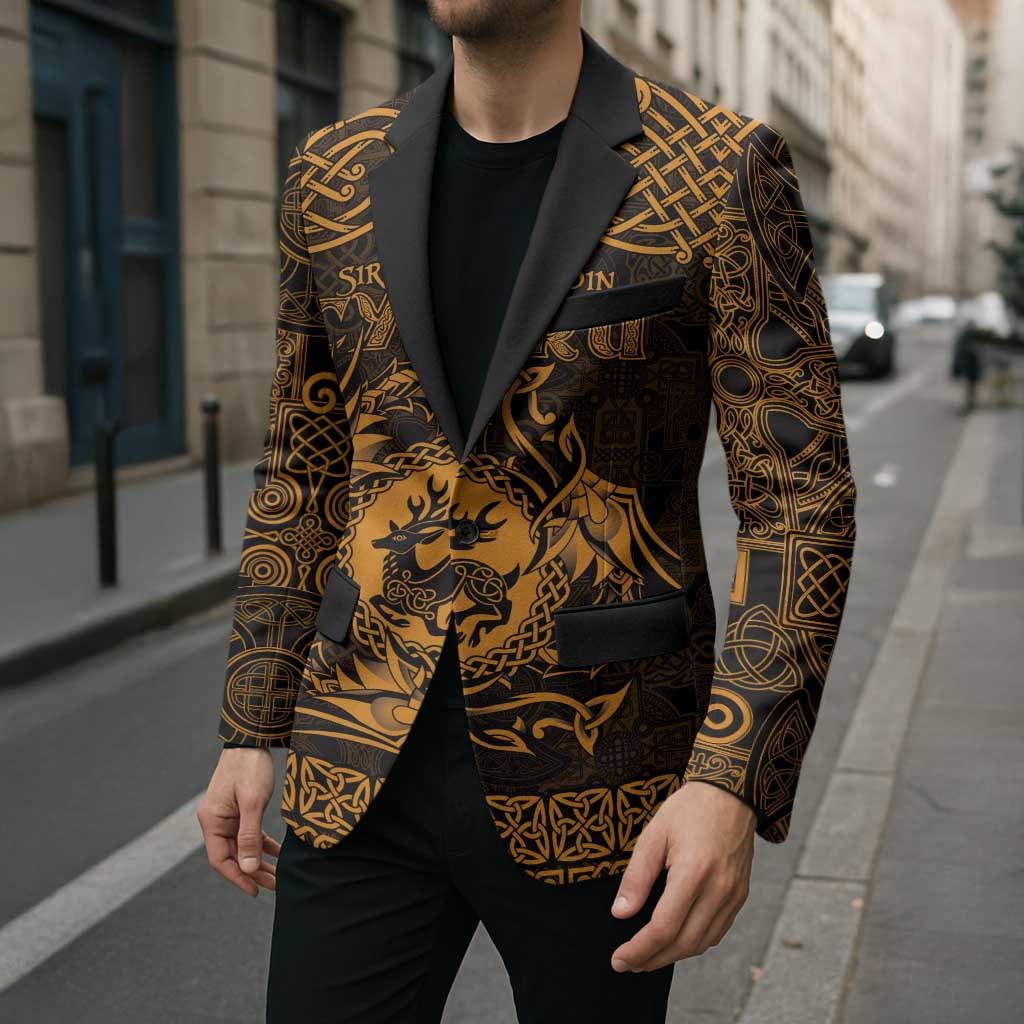 Personalized Carmarthenshire Sir Gaerfyrddin Blazer Gold Deer Stag Celtic-inspired - Wonder Print Shop