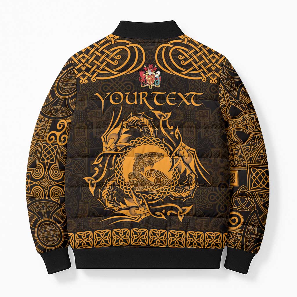 Personalized Carmarthenshire Sir Gaerfyrddin Bomber Puffer Jacket Gold Deer Stag Celtic-inspired - Wonder Print Shop