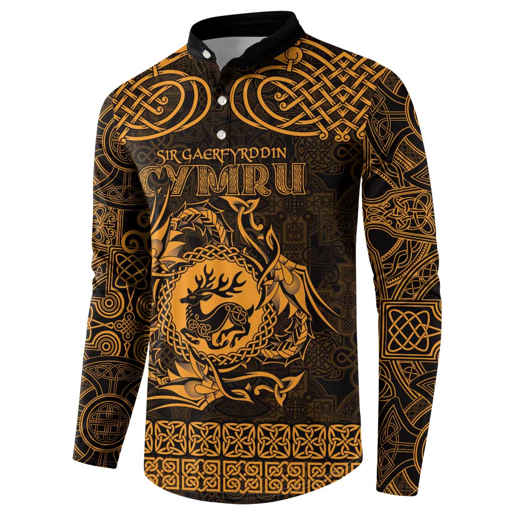 Personalized Carmarthenshire Sir Gaerfyrddin Button Sweatshirt Gold Deer Stag Celtic-inspired - Wonder Print Shop