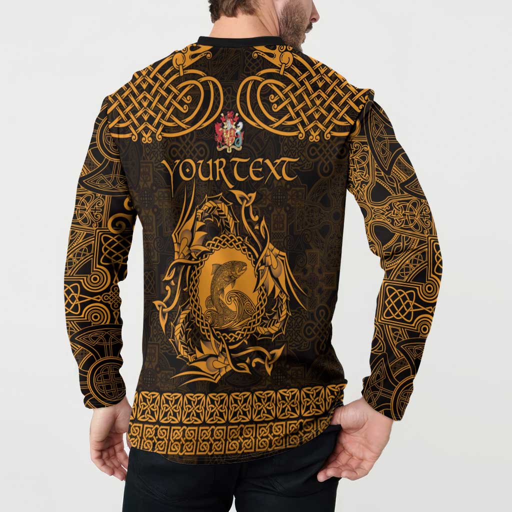 Personalized Carmarthenshire Sir Gaerfyrddin Button Sweatshirt Gold Deer Stag Celtic-inspired - Wonder Print Shop