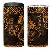 Personalized Carmarthenshire Sir Gaerfyrddin 4 in 1 Can Cooler Tumbler Gold Deer Stag Celtic-inspired - Wonder Print Shop
