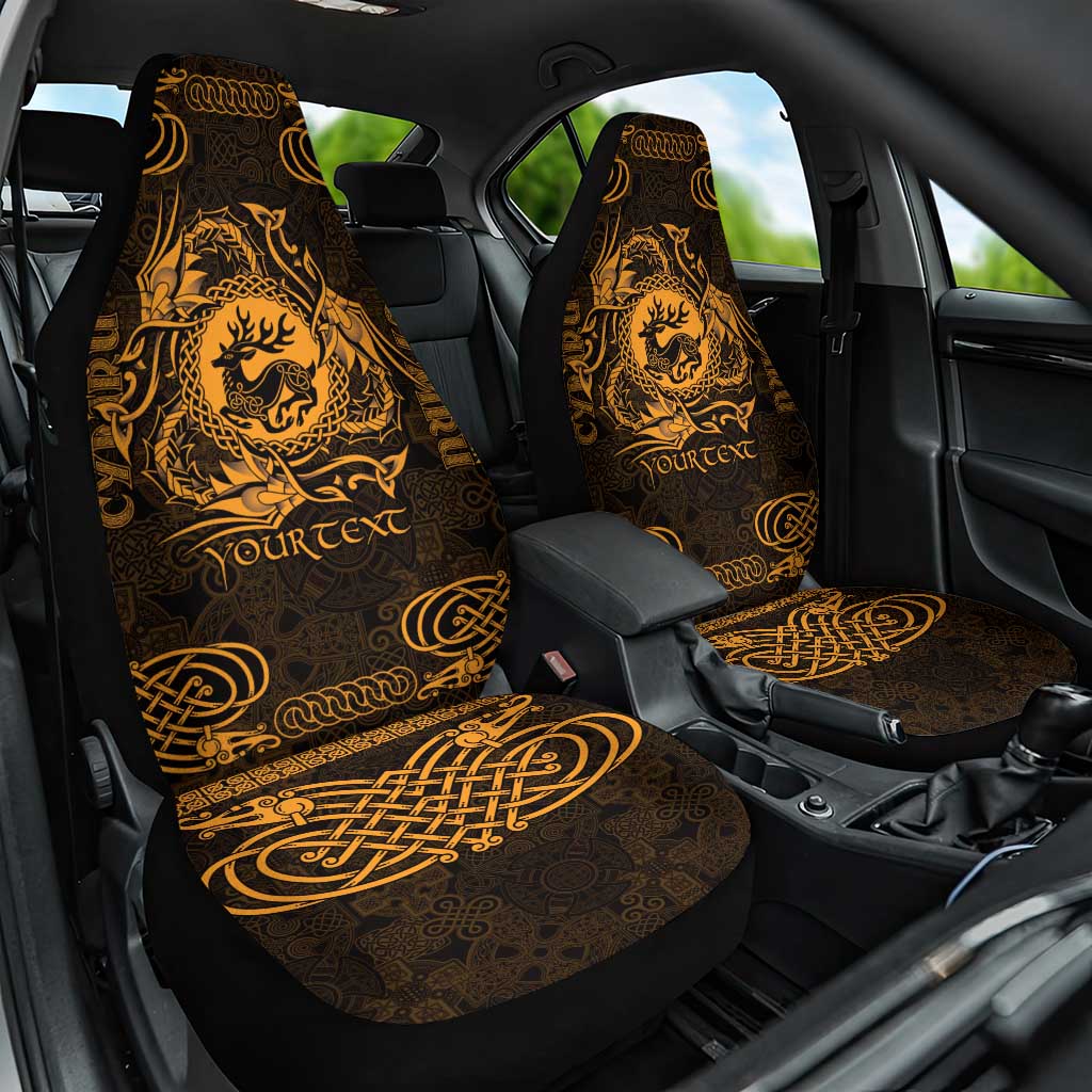 Personalized Carmarthenshire Sir Gaerfyrddin Car Seat Cover Gold Deer Stag Celtic-inspired - Wonder Print Shop