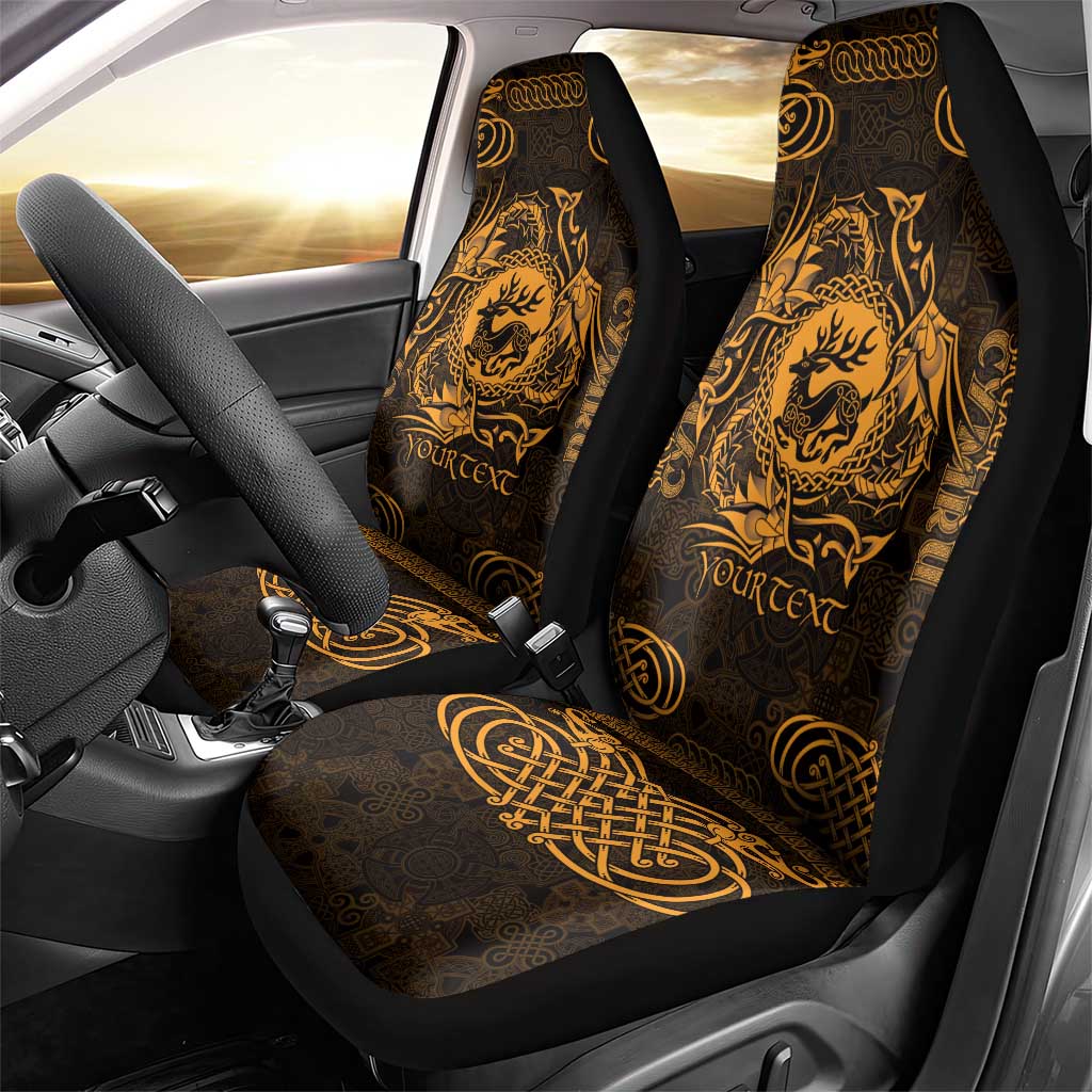 Personalized Carmarthenshire Sir Gaerfyrddin Car Seat Cover Gold Deer Stag Celtic-inspired - Wonder Print Shop