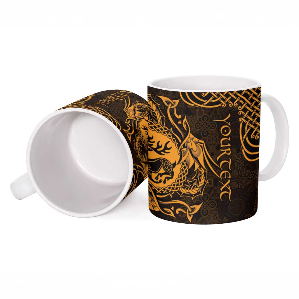 Personalized Carmarthenshire Sir Gaerfyrddin Ceramic Mug Gold Deer Stag Celtic-inspired - Wonder Print Shop