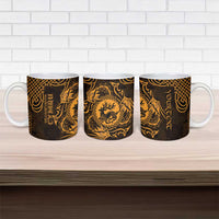 Personalized Carmarthenshire Sir Gaerfyrddin Ceramic Mug Gold Deer Stag Celtic-inspired - Wonder Print Shop