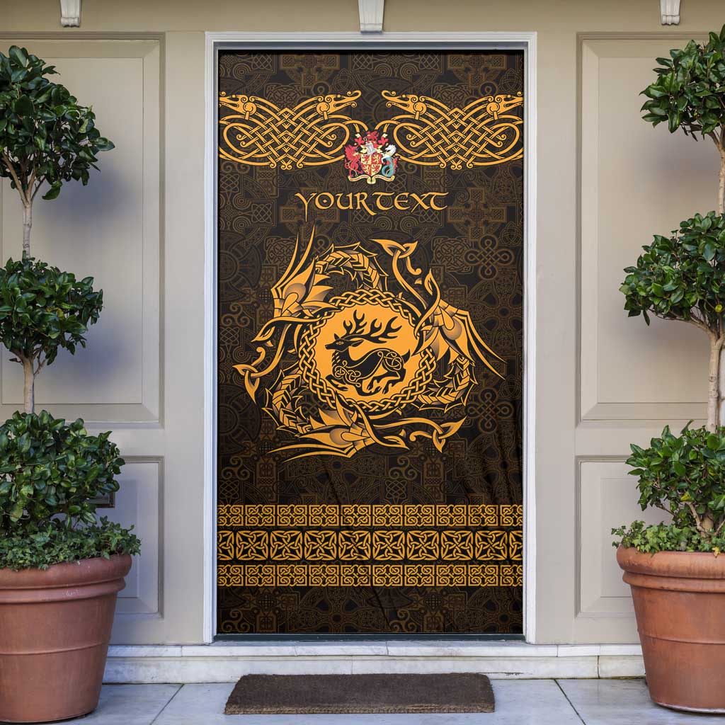Personalized Carmarthenshire Sir Gaerfyrddin Door Cover Gold Deer Stag Celtic-inspired - Wonder Print Shop