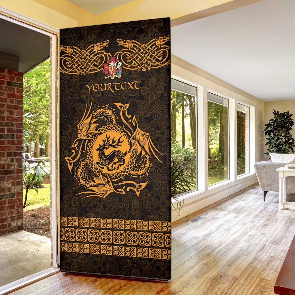 Personalized Carmarthenshire Sir Gaerfyrddin Door Cover Gold Deer Stag Celtic-inspired - Wonder Print Shop