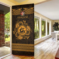 Personalized Carmarthenshire Sir Gaerfyrddin Door Cover Gold Deer Stag Celtic-inspired - Wonder Print Shop