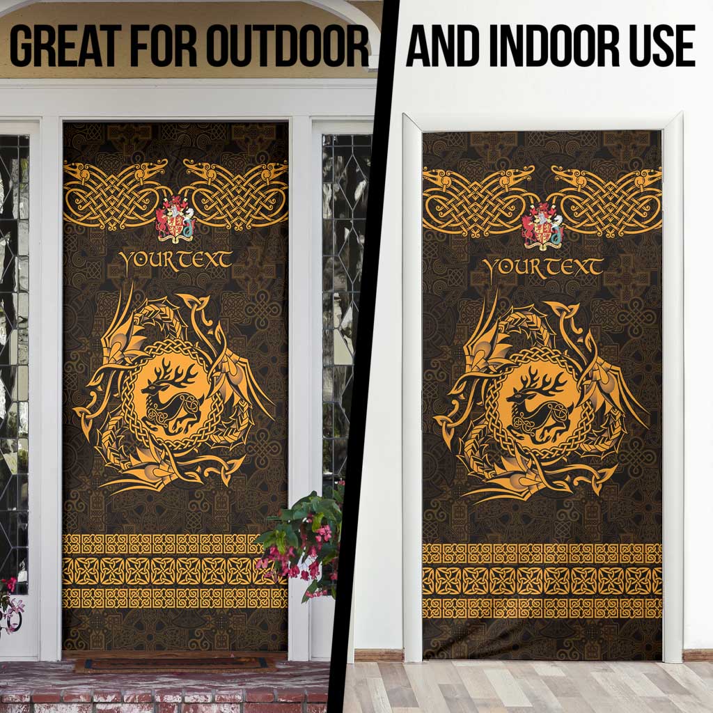 Personalized Carmarthenshire Sir Gaerfyrddin Door Cover Gold Deer Stag Celtic-inspired - Wonder Print Shop
