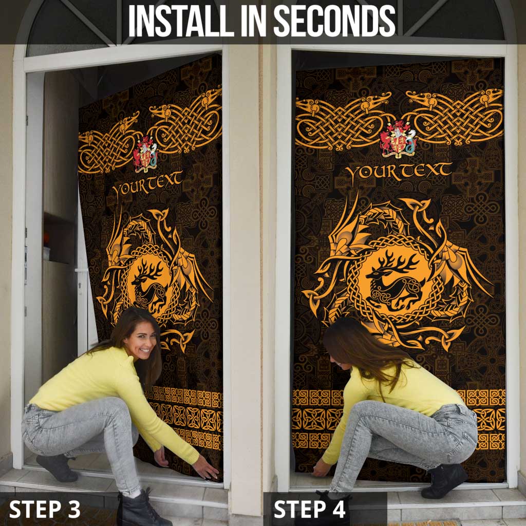 Personalized Carmarthenshire Sir Gaerfyrddin Door Cover Gold Deer Stag Celtic-inspired - Wonder Print Shop