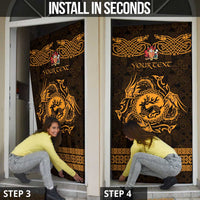 Personalized Carmarthenshire Sir Gaerfyrddin Door Cover Gold Deer Stag Celtic-inspired - Wonder Print Shop