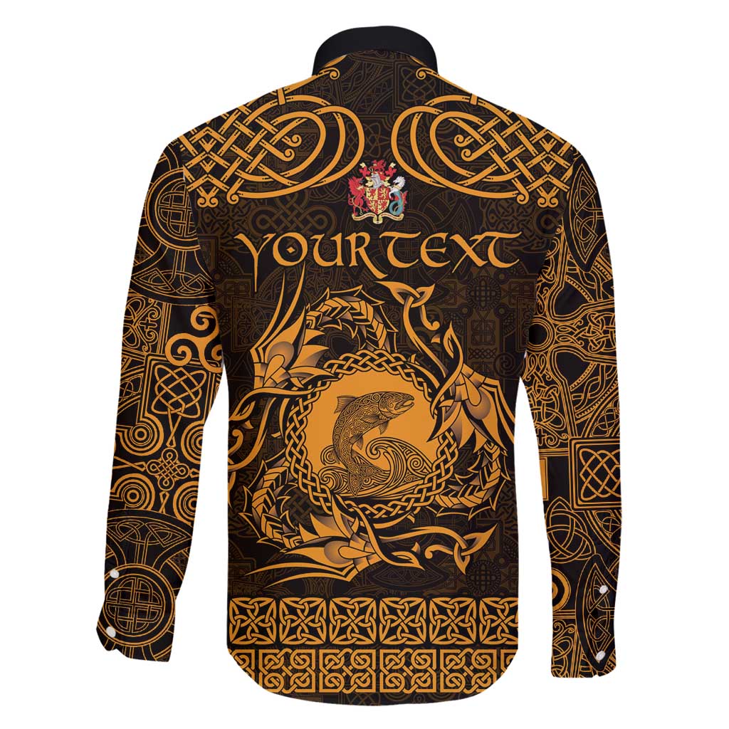 Personalized Carmarthenshire Sir Gaerfyrddin Family Matching Long Sleeve Bodycon Dress and Hawaiian Shirt Gold Deer Stag Celtic-inspired - Wonder Print Shop