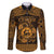 Personalized Carmarthenshire Sir Gaerfyrddin Family Matching Off The Shoulder Long Sleeve Dress and Hawaiian Shirt Gold Deer Stag Celtic-inspired - Wonder Print Shop