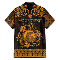 Personalized Carmarthenshire Sir Gaerfyrddin Family Matching Off Shoulder Maxi Dress and Hawaiian Shirt Gold Deer Stag Celtic-inspired - Wonder Print Shop