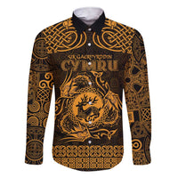 Personalized Carmarthenshire Sir Gaerfyrddin Family Matching Short Sleeve Bodycon Dress and Hawaiian Shirt Gold Deer Stag Celtic-inspired - Wonder Print Shop