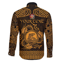 Personalized Carmarthenshire Sir Gaerfyrddin Family Matching Short Sleeve Bodycon Dress and Hawaiian Shirt Gold Deer Stag Celtic-inspired - Wonder Print Shop