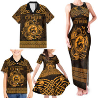 Personalized Carmarthenshire Sir Gaerfyrddin Family Matching Tank Maxi Dress and Hawaiian Shirt Gold Deer Stag Celtic-inspired - Wonder Print Shop