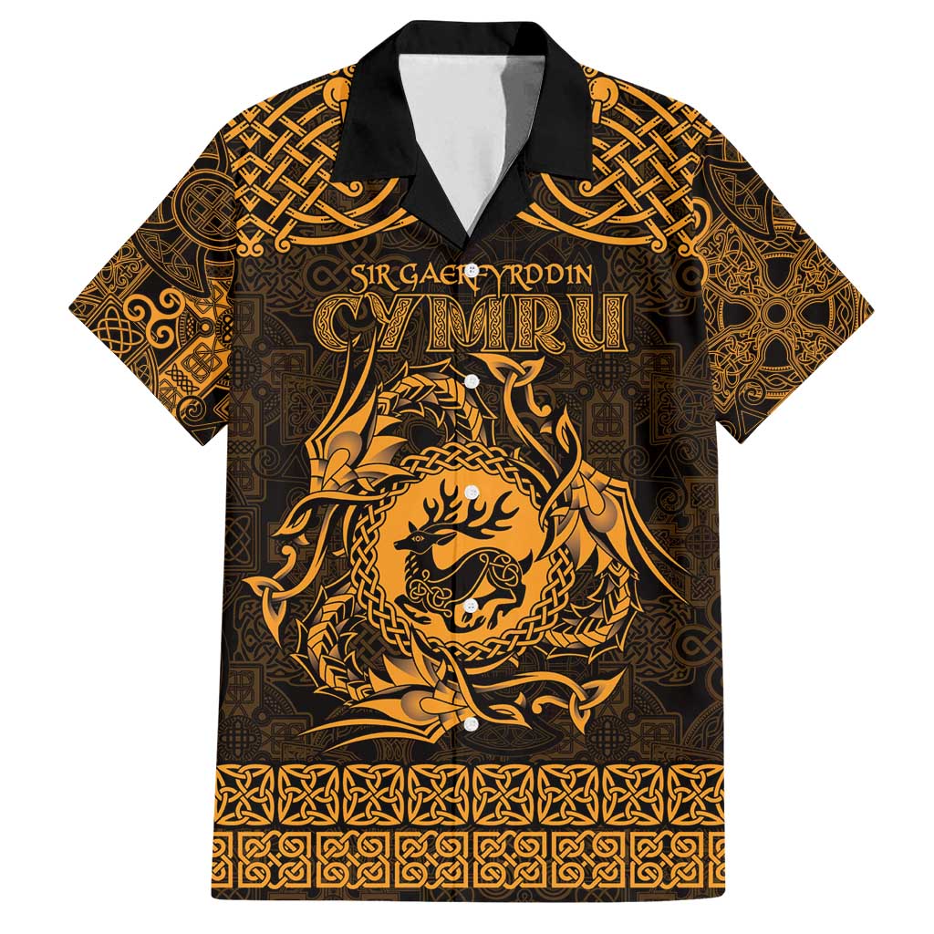Personalized Carmarthenshire Sir Gaerfyrddin Family Matching Tank Maxi Dress and Hawaiian Shirt Gold Deer Stag Celtic-inspired - Wonder Print Shop