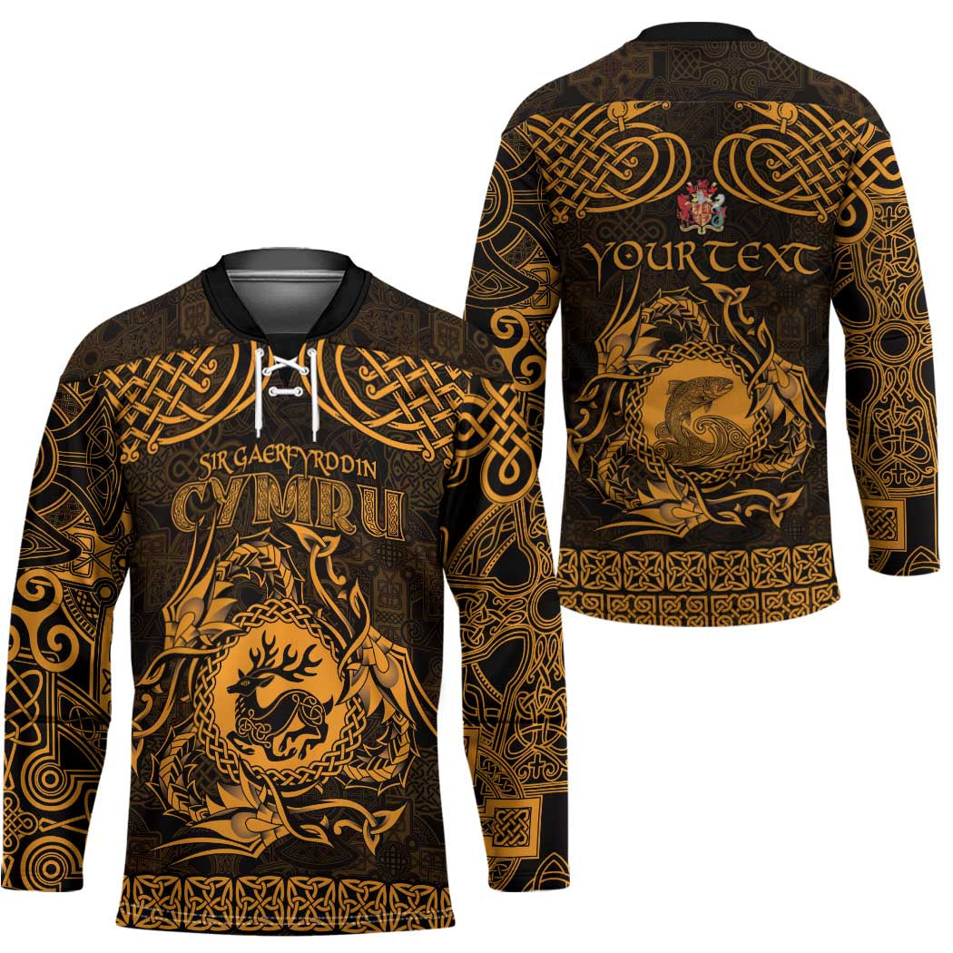 Personalized Carmarthenshire Sir Gaerfyrddin Hockey Jersey Gold Deer Stag Celtic-inspired - Wonder Print Shop