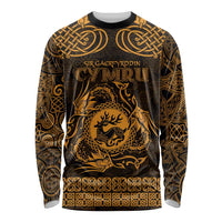Personalized Carmarthenshire Sir Gaerfyrddin Long Sleeve Shirt Gold Deer Stag Celtic-inspired - Wonder Print Shop