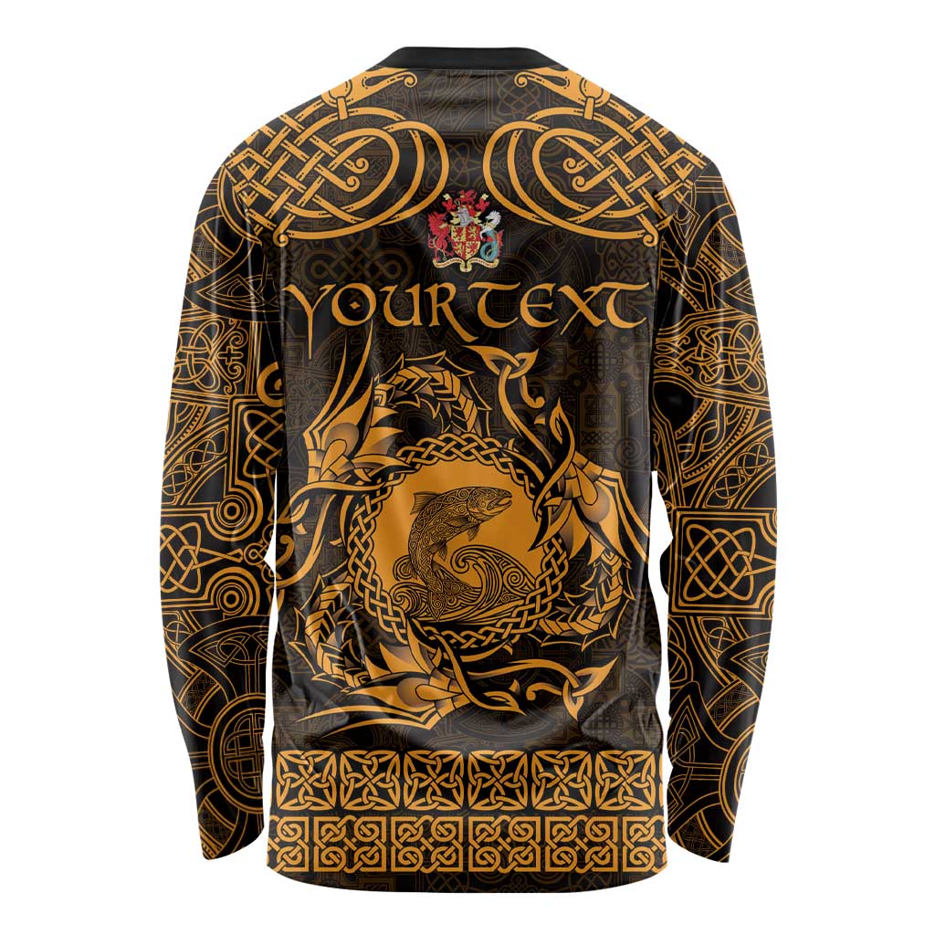 Personalized Carmarthenshire Sir Gaerfyrddin Long Sleeve Shirt Gold Deer Stag Celtic-inspired - Wonder Print Shop