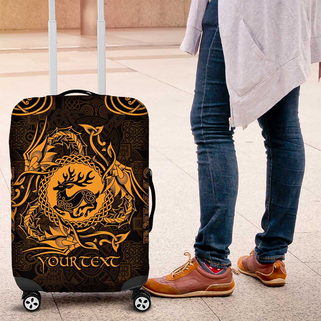Personalized Carmarthenshire Sir Gaerfyrddin Luggage Cover Gold Deer Stag Celtic-inspired - Wonder Print Shop